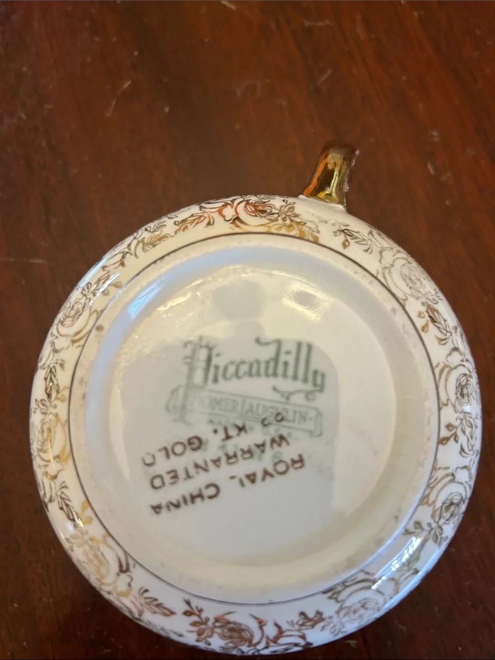 Piccadilly Vintage Gold-Trim Red and White Porcelain Sugar & Creamer Set